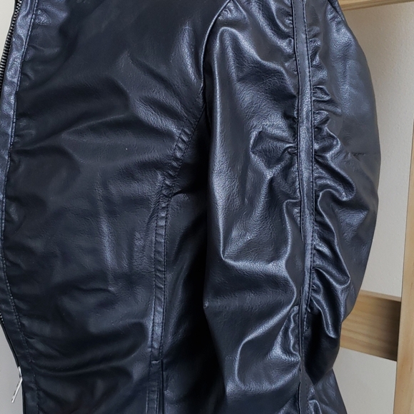 Rusched Front Pleather Jacket - Picture 3 of 4
